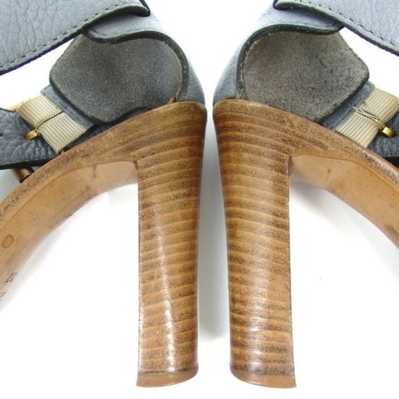 Chloe Heel Sandals Calfskin Wood light blue chunky - Picture 7 of 8